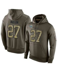 NFL Men's Los Angeles Rams #27 Tre Mason Stitched Green Olive Salute To Service KO Performance Hoodie