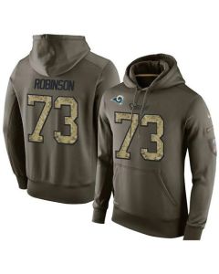 NFL Men's Los Angeles Rams #73 Greg Robinson Stitched Green Olive Salute To Service KO Performance Hoodie