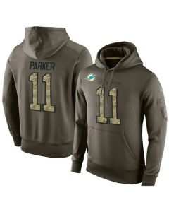 NFL Men's Miami Dolphins #11 DeVante Parker Stitched Green Olive Salute To Service KO Performance Hoodie