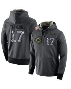 NFL Men's Miami Dolphins #17 Ryan Tannehill Stitched Black Anthracite Salute to Service Player Performance Hoodie