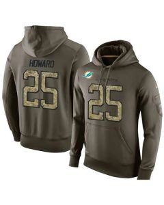 NFL Men's Miami Dolphins #25 Xavien Howard Stitched Green Olive Salute To Service KO Performance Hoodie