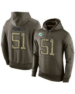 NFL Men's Miami Dolphins #51 Mike Pouncey Stitched Green Olive Salute To Service KO Performance Hoodie
