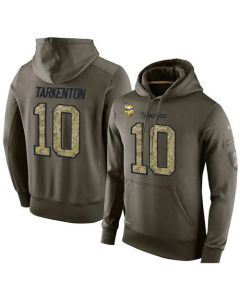 NFL Men's Minnesota Vikings #10 Fran Tarkenton Stitched Green Olive Salute To Service KO Performance Hoodie