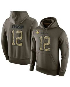 NFL Men's Minnesota Vikings #12 Charles Johnson Stitched Green Olive Salute To Service KO Performance Hoodie