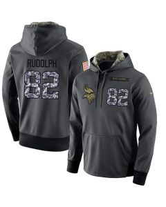 NFL Men's Minnesota Vikings #82 Kyle Rudolph Stitched Black Anthracite Salute to Service Player Performance Hoodie