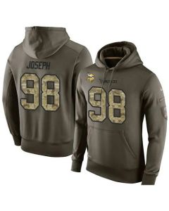 NFL Men's Minnesota Vikings #98 Linval Joseph Stitched Green Olive Salute To Service KO Performance Hoodie
