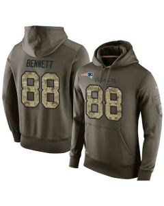 NFL Men's New England Patriots #88 Martellus Bennett Stitched Green Olive Salute To Service KO Performance Hoodie