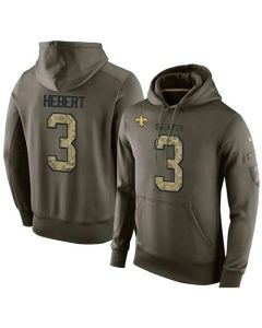 NFL Men's New Orleans Saints #3 Bobby Hebert Stitched Green Olive Salute To Service KO Performance Hoodie