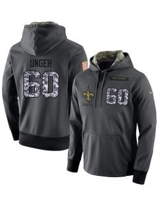 NFL Men's New Orleans Saints #60 Max Unger Stitched Black Anthracite Salute to Service Player Performance Hoodie