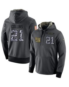 NFL Men's New York Giants #21 Landon Collins Stitched Black Anthracite Salute to Service Player Performance Hoodie