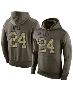 NFL Men's New York Giants #24 Eli Apple Stitched Green Olive Salute To Service KO Performance Hoodie