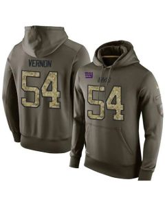 NFL Men's New York Giants #54 Olivier Vernon Stitched Green Olive Salute To Service KO Performance Hoodie