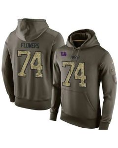 NFL Men's New York Giants #74 Ereck Flowers Stitched Green Olive Salute To Service KO Performance Hoodie