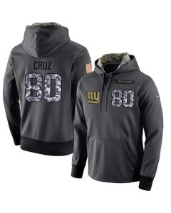 NFL Men's New York Giants #80 Victor Cruz Stitched Black Anthracite Salute to Service Player Performance Hoodie