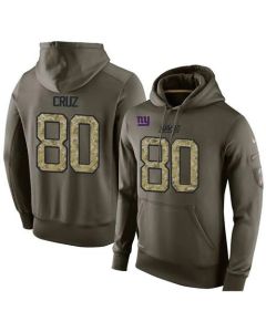 NFL Men's New York Giants #80 Victor Cruz Stitched Green Olive Salute To Service KO Performance Hoodie