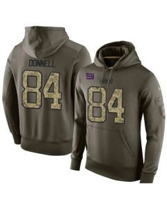 NFL Men's New York Giants #84 Larry Donnell Stitched Green Olive Salute To Service KO Performance Hoodie