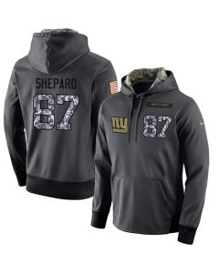 NFL Men's New York Giants #87 Sterling Shepard Stitched Black Anthracite Salute to Service Player Performance Hoodie