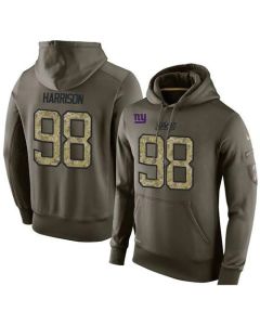 NFL Men's New York Giants #98 Damon Harrison Stitched Green Olive Salute To Service KO Performance Hoodie
