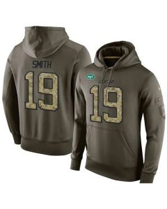 NFL Men's New York Jets #19 Devin Smith Stitched Green Olive Salute To Service KO Performance Hoodie