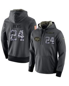 NFL Men's New York Jets #24 Darrelle Revis Stitched Black Anthracite Salute to Service Player Performance Hoodie