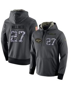 NFL Men's New York Jets #27 Dee Milliner Stitched Black Anthracite Salute to Service Player Performance Hoodie