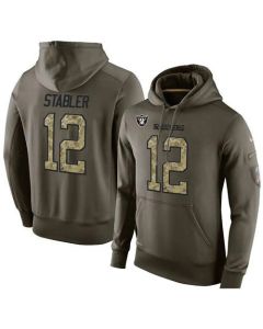 NFL Men's Oakland Raiders #12 Kenny Stabler Stitched Green Olive Salute To Service KO Performance Hoodie