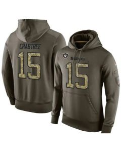 NFL Men's Oakland Raiders #15 Michael Crabtree Stitched Green Olive Salute To Service KO Performance Hoodie