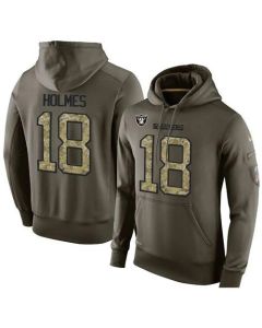NFL Men's Oakland Raiders #18 Andre Holmes Stitched Green Olive Salute To Service KO Performance Hoodie