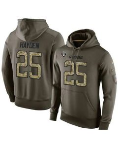 NFL Men's Oakland Raiders #25 D.J. Hayden Stitched Green Olive Salute To Service KO Performance Hoodie