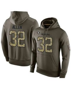 NFL Men's Oakland Raiders #32 Marcus Allen Stitched Green Olive Salute To Service KO Performance Hoodie