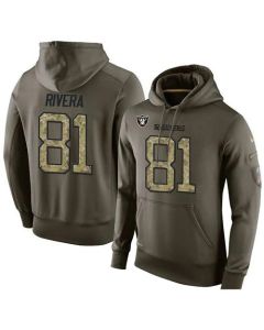 NFL Men's Oakland Raiders #81 Mychal Rivera Stitched Green Olive Salute To Service KO Performance Hoodie