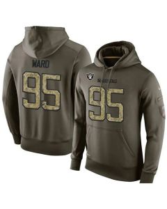 NFL Men's Oakland Raiders #95 Jihad Ward Stitched Green Olive Salute To Service KO Performance Hoodie