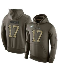 NFL Men's Philadelphia Eagles #17 Nelson Agholor Stitched Green Olive Salute To Service KO Performance Hoodie