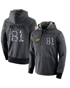 NFL Men's Philadelphia Eagles #81 Jordan Matthews Stitched Black Anthracite Salute to Service Player Performance Hoodie