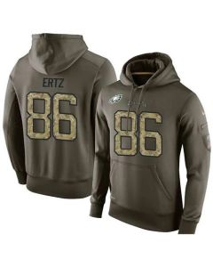 NFL Men's Philadelphia Eagles #86 Zach Ertz Stitched Green Olive Salute To Service KO Performance Hoodie