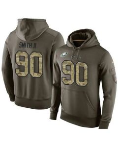 NFL Men's Philadelphia Eagles #90 Marcus Smith II Stitched Green Olive Salute To Service KO Performance Hoodie