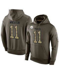 NFL Men's Pittsburgh Steelers #11 Markus Wheaton Stitched Green Olive Salute To Service KO Performance Hoodie