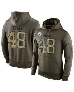 NFL Men's Pittsburgh Steelers #48 Bud Dupree Stitched Green Olive Salute To Service KO Performance Hoodie