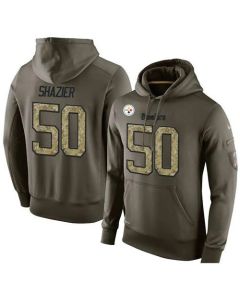 NFL Men's Pittsburgh Steelers #50 Ryan Shazier Stitched Green Olive Salute To Service KO Performance Hoodie