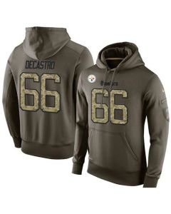 NFL Men's Pittsburgh Steelers #66 David DeCastro Stitched Green Olive Salute To Service KO Performance Hoodie