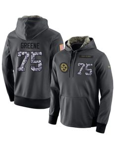 NFL Men's Pittsburgh Steelers #75 Joe Greene Stitched Black Anthracite Salute to Service Player Performance Hoodie