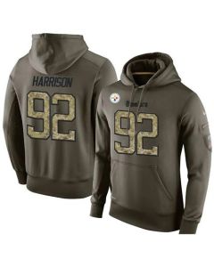NFL Men's Pittsburgh Steelers #92 James Harrison Stitched Green Olive Salute To Service KO Performance Hoodie