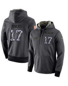 NFL Men's San Diego Chargers #17 Philip Rivers Stitched Black Anthracite Salute to Service Player Performance Hoodie