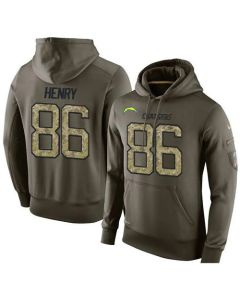 NFL Men's San Diego Chargers #86 Hunter Henry Stitched Green Olive Salute To Service KO Performance Hoodie