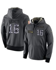 NFL Men's Seattle Seahawks #16 Tyler Lockett Stitched Black Anthracite Salute to Service Player Performance Hoodie