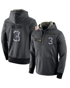 NFL Men's Seattle Seahawks #3 Russell Wilson Stitched Black Anthracite Salute to Service Player Performance Hoodie