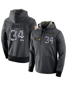 NFL Men's Seattle Seahawks #34 Thomas Rawls Stitched Black Anthracite Salute to Service Player Performance Hoodie