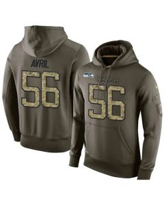 NFL Men's Seattle Seahawks #56 Cliff Avril Stitched Green Olive Salute To Service KO Performance Hoodie