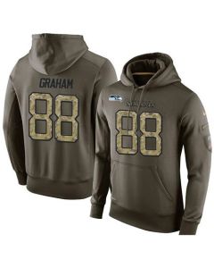 NFL Men's Seattle Seahawks #88 Jimmy Graham Stitched Green Olive Salute To Service KO Performance Hoodie