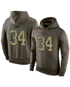 NFL Men's Tampa Bay Buccaneers #34 Charles Sims Stitched Green Olive Salute To Service KO Performance Hoodie